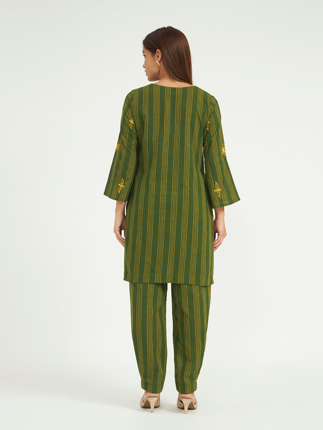 Gauri khanna in Green Striped Kurta Set with Embroidery