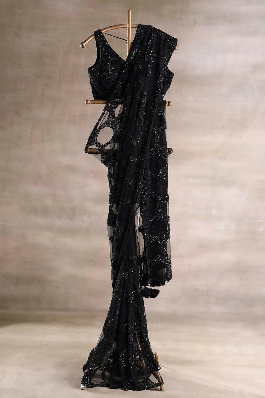 Black cutwork saree with blouse
