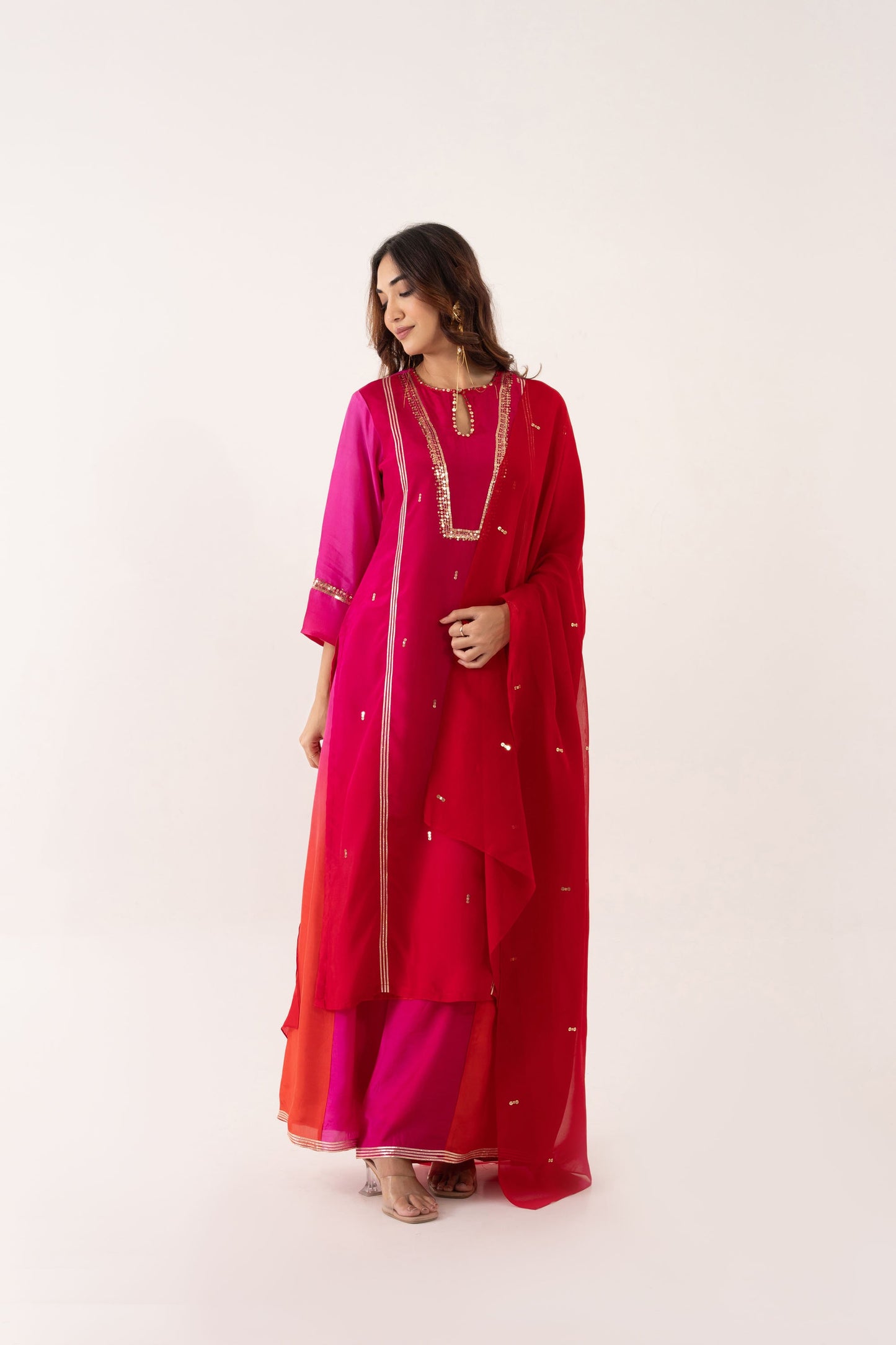 PRANALI MISTRY MEHTA IN ORGANZA SILK FESTIVE KURTA SET