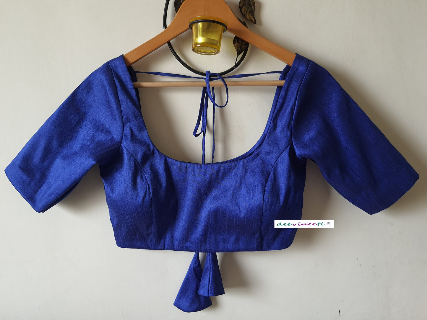 Blended Raw Silk Blouse Half Sleeve
