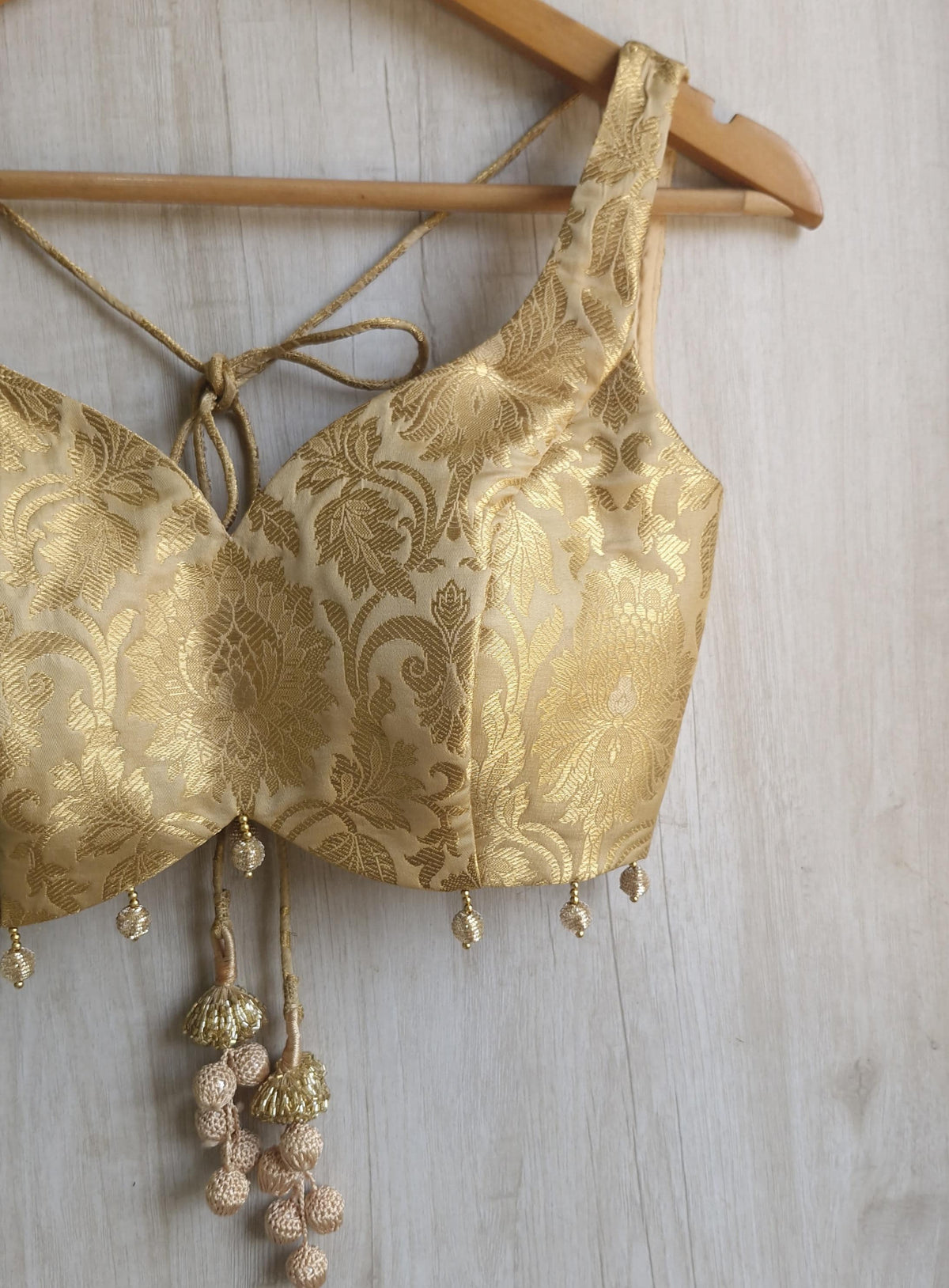 Gold Banarasi Brocade Blouse Sleeveless DVBL_411