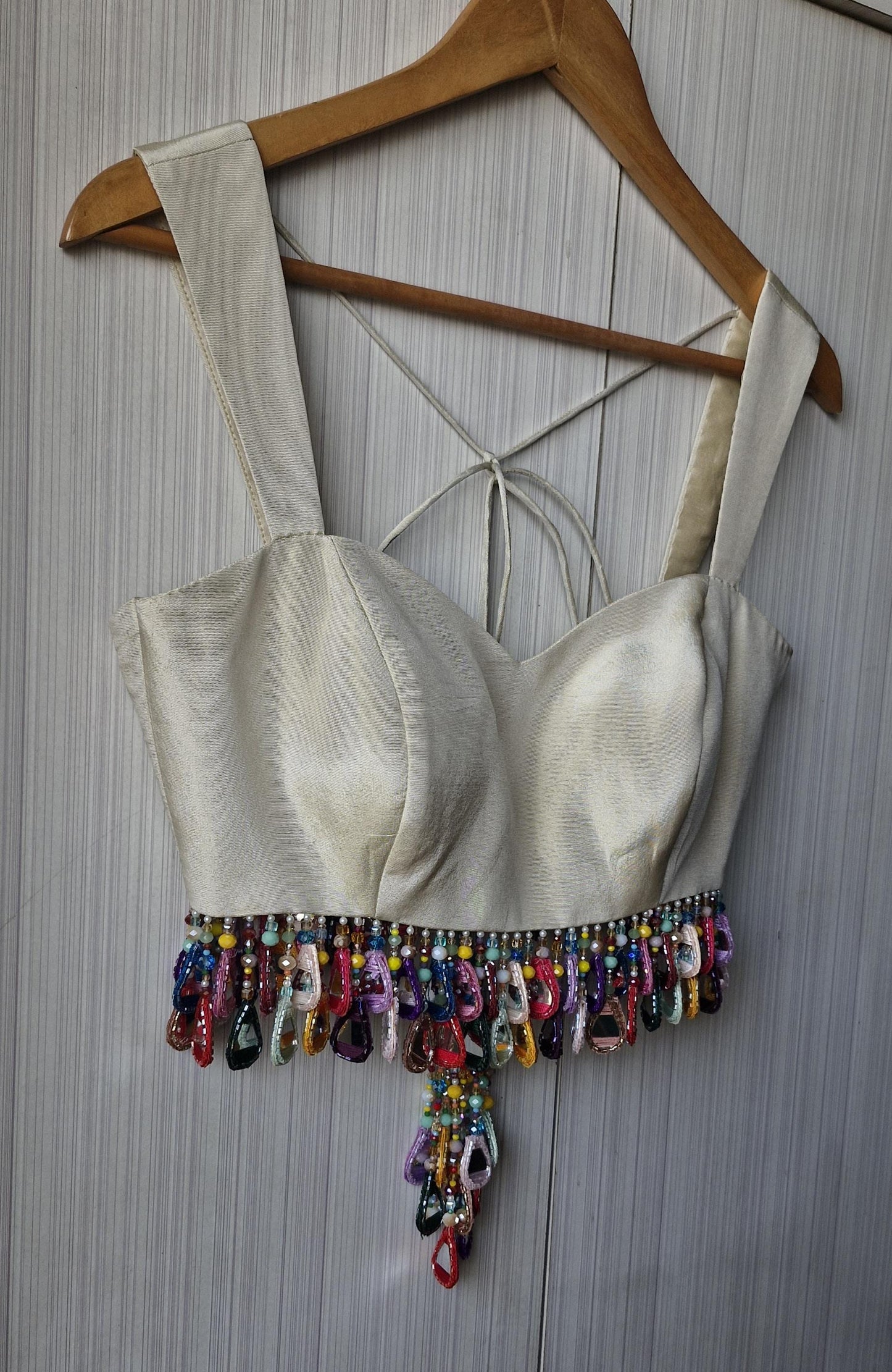 Cream Gold Tissue Silk Blouse