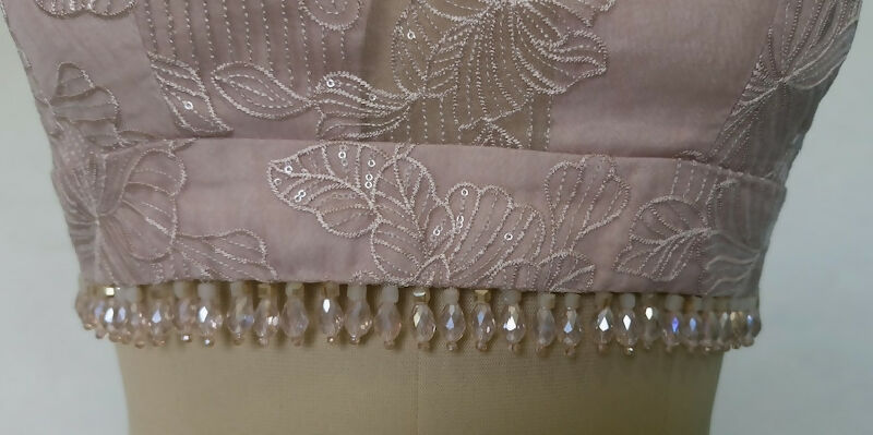 Blush Pink Embroidered Organza Saree Blouse