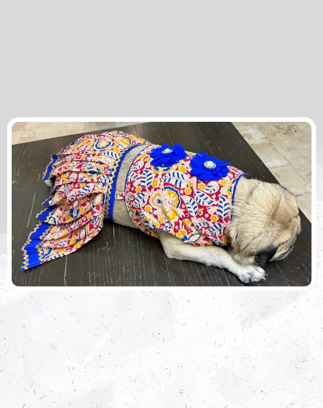 Elegant Printed Red Lehenga Choli for Dogs & Cats | Dog Lehenga | Pet Lehenga Choli | Indian Dress for Dogs, Cats & Pets | Traditional Wedding & Festival Outfit