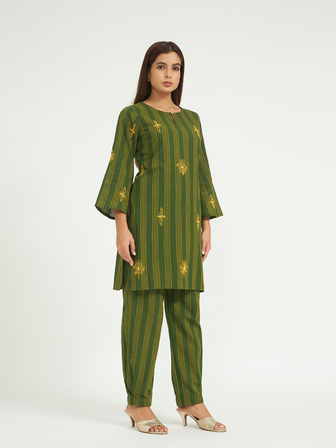 Gauri khanna in Green Striped Kurta Set with Embroidery
