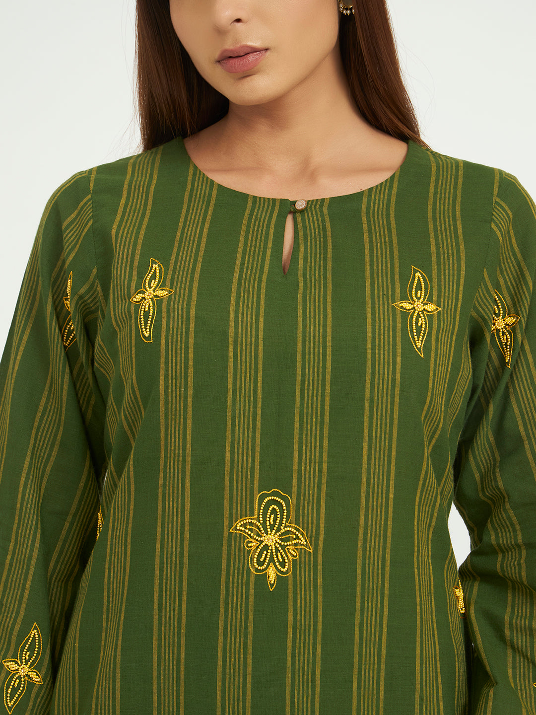 Gauri khanna in Green Striped Kurta Set with Embroidery
