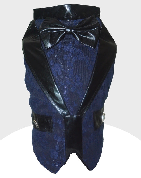 Jacquard Blue and Black Tuxedo | Dog Tuxedo | Pet Tuxedo | Formal Suit for Dogs, Cats & Pets | Wedding, Party & Special Occasion Outfit