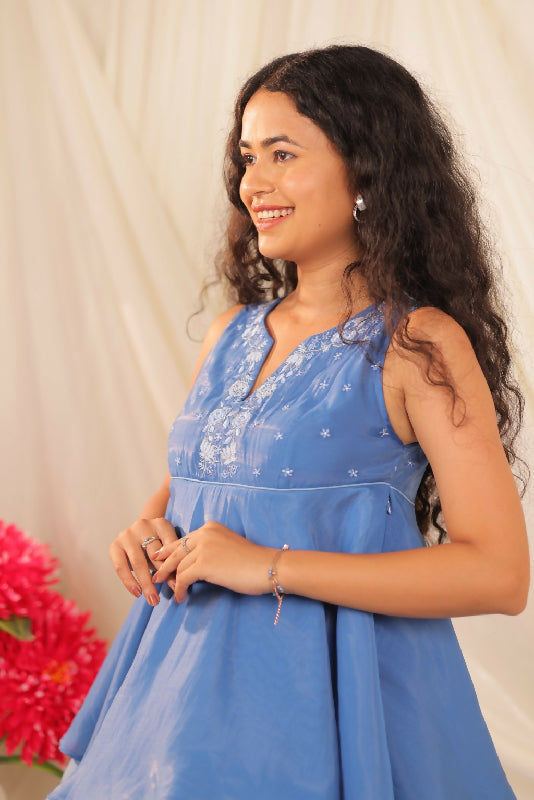 Blue Layered Peplum Set