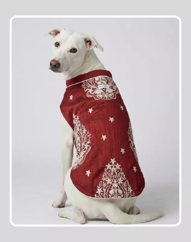 Maroon Sherwani for Dogs & Cats | Dog Kurta Set | Indian Wedding Dress for Dogs, Puppies & Cats | Ethnic Pet Outfit for Festivals, Weddings, Diwali, Navratri, Engagement & Traditional Wear