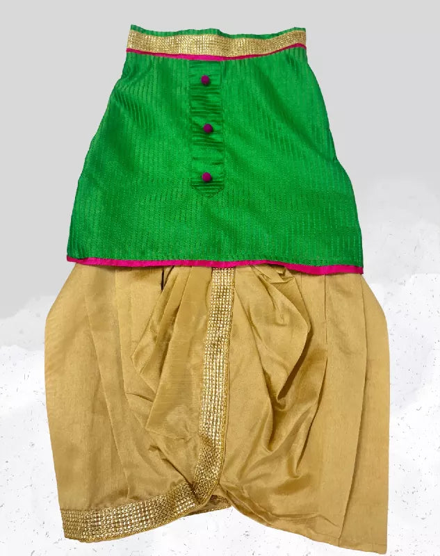 Classy Green Dhoti Kurta for Dogs & Cats | Dog Dhoti Kurta | Pet Dhoti Kurta | Indian Ethnic Dress for Dogs, Cats & Pets | Traditional Festival & Wedding Outfit