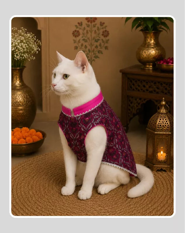 Classic Indian Pink Sherwani for Dogs & Cats | Ethnic Kurta Sherwani for Dog, Cat and Puppy | Ethnic Wear | Mehendi - Dress - Party - Diwali - Wedding Wear
