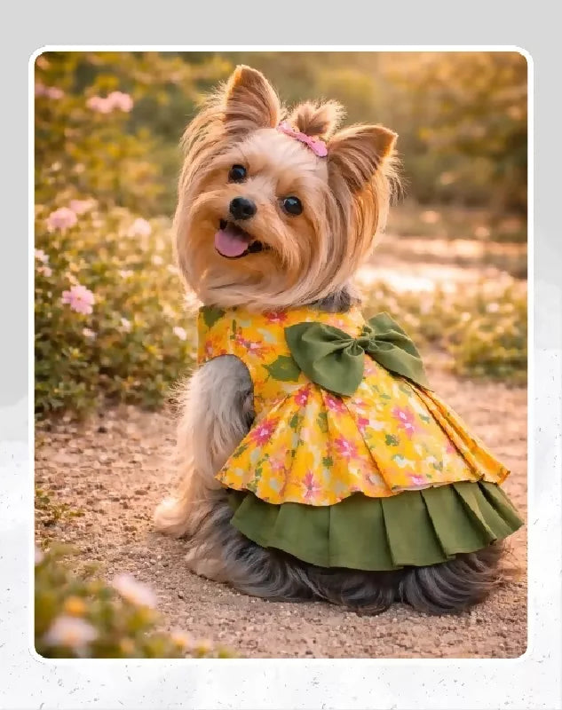 Floral Dog Dress, Gown, Lehenga For Dog, Cat | Dog Lehenga | Pet Lehenga Choli | Indian Dress for Dogs, Cats & Pets | Traditional Wedding & Festival Outfit