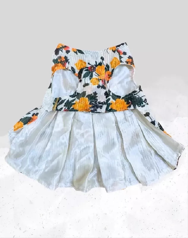 White Floral Dog Dress | Dog Dress | Pet Dress | Gown for Dogs, Cats & Pets | Birthday, Party & Special Occasion Outfit | Princess Dress | Tutu Dress