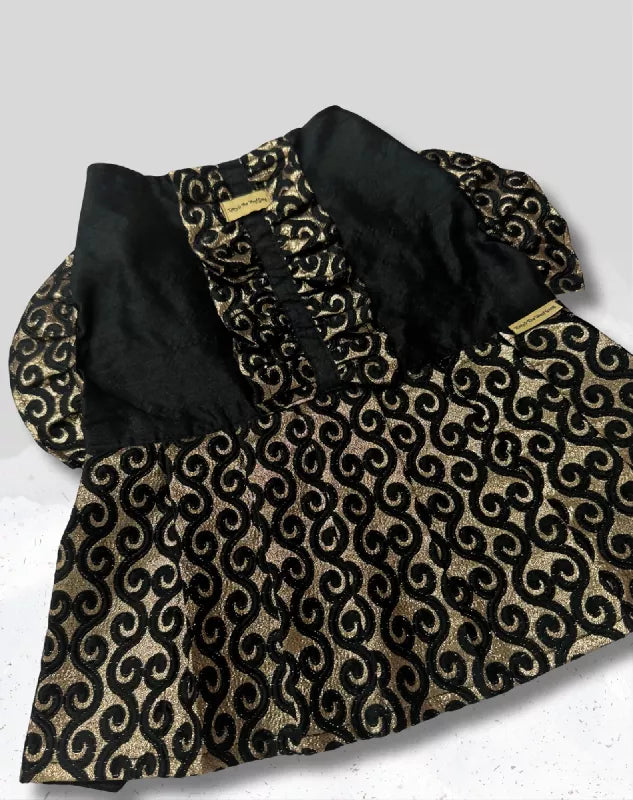Elegant Black & Gold Suit/Lehenga Choli for Pets for All Special Occasions and Weddings