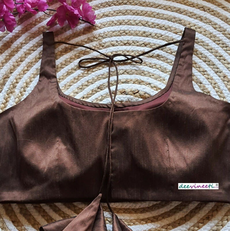 Blended Raw Silk U Neck Blouse