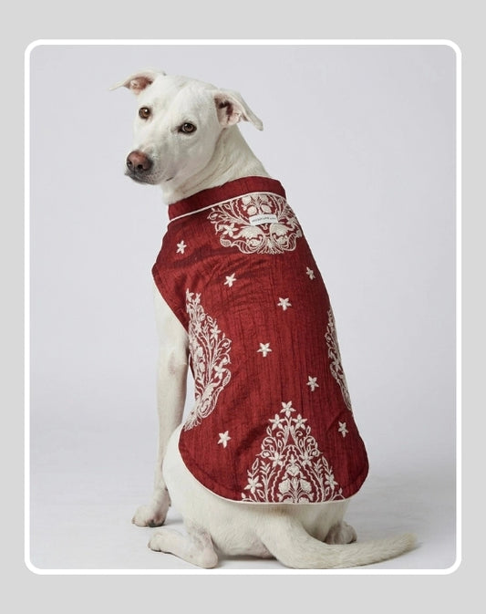 Maroon Sherwani for Dogs & Cats | Dog Kurta Set | Indian Wedding Dress for Dogs, Puppies & Cats | Ethnic Pet Outfit for Festivals, Weddings, Diwali, Navratri, Engagement & Traditional Wear