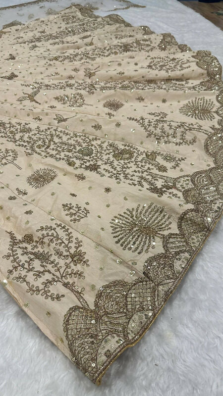 Ivory gold bridal lehenga with top and dupatta set