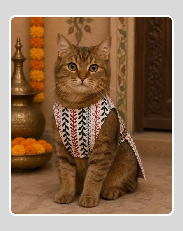 White Cotton Dress For Dog & Cat | Dog Lehenga | Pet Lehenga Choli | Indian Dress for Dogs, Cats & Pets | Traditional Wedding & Festival Outfit