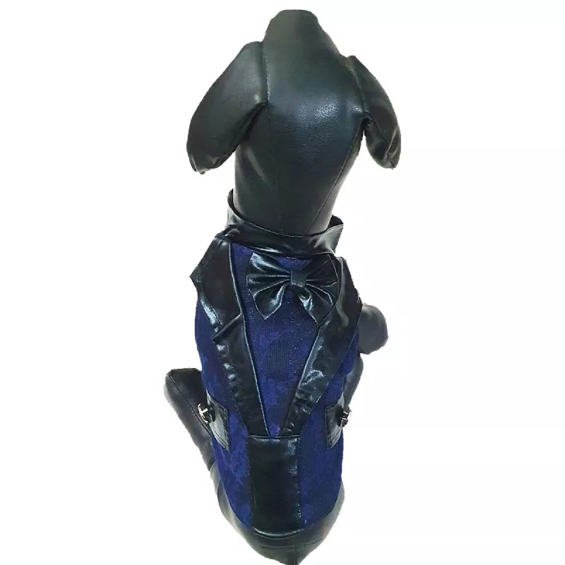 Jacquard Blue and Black Tuxedo | Dog Tuxedo | Pet Tuxedo | Formal Suit for Dogs, Cats & Pets | Wedding, Party & Special Occasion Outfit