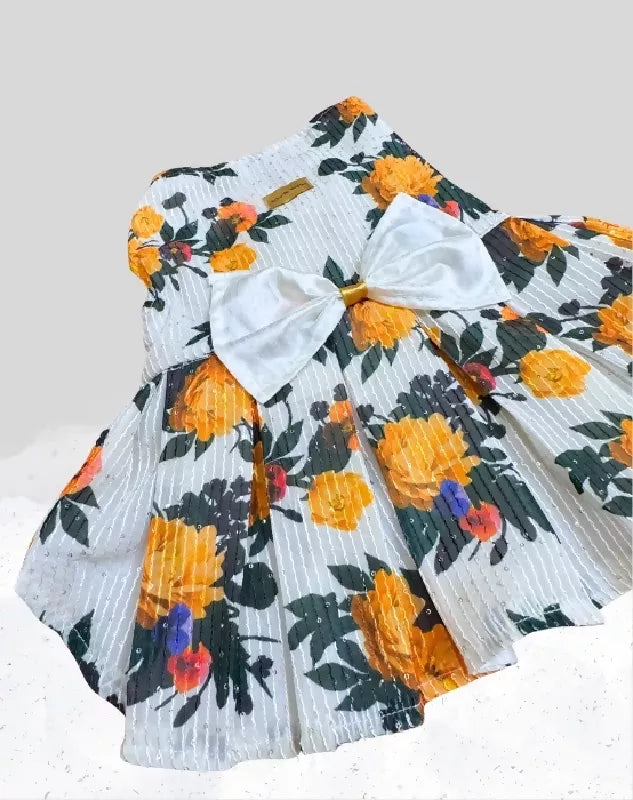 White Floral Dog Dress | Dog Dress | Pet Dress | Gown for Dogs, Cats & Pets | Birthday, Party & Special Occasion Outfit | Princess Dress | Tutu Dress