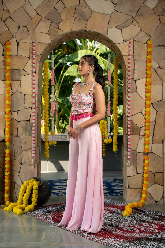 AARZOO - Blush Pink Flared Pant set