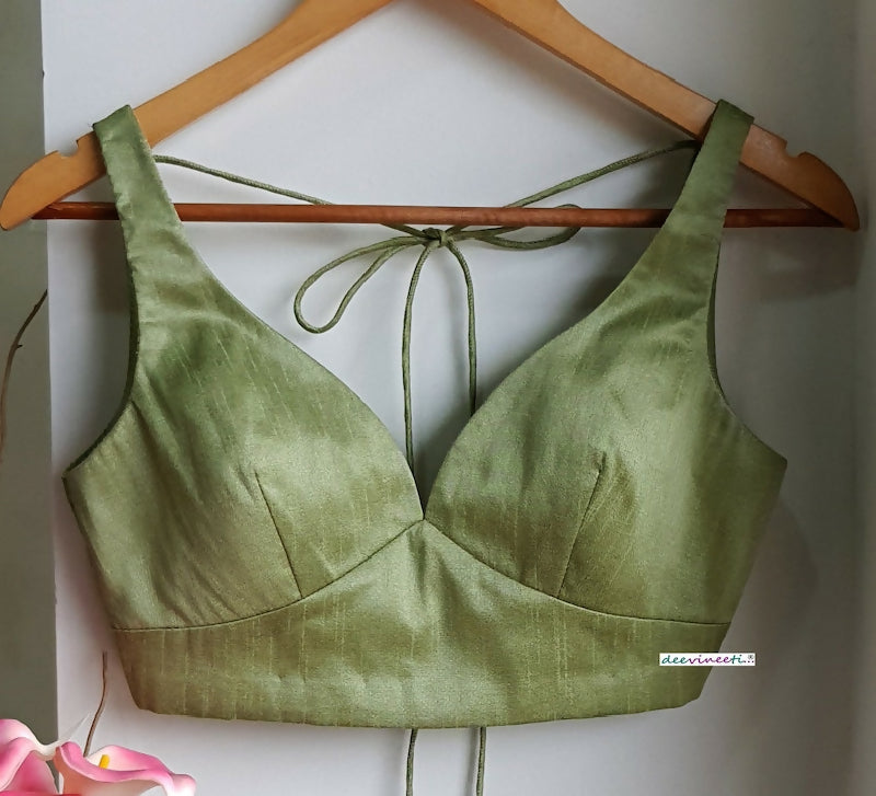 Blended Raw Silk Deep Sweetheart Neck Blouse