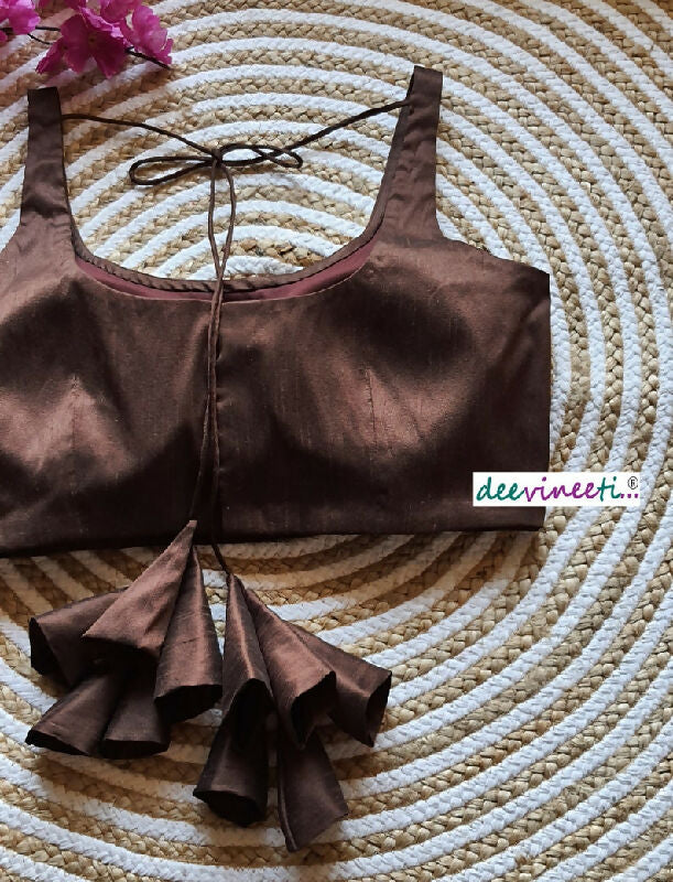Blended Raw Silk U Neck Blouse