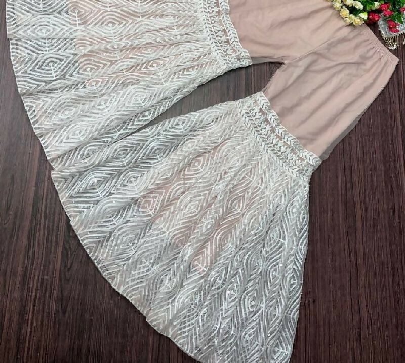 Pink indo western spaghetti sharara with kurti and dupatta 3pc set