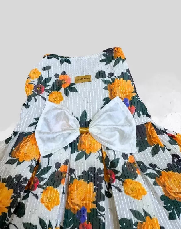 White Floral Dog Dress | Dog Dress | Pet Dress | Gown for Dogs, Cats & Pets | Birthday, Party & Special Occasion Outfit | Princess Dress | Tutu Dress