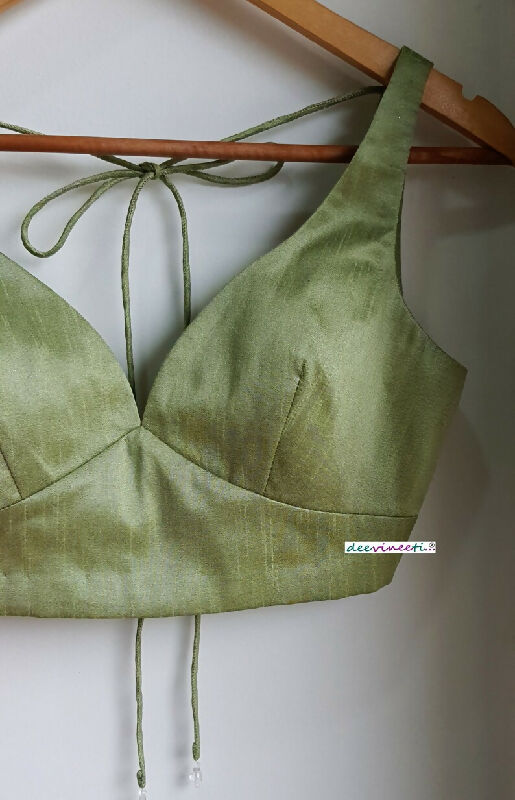 Blended Raw Silk Deep Sweetheart Neck Blouse