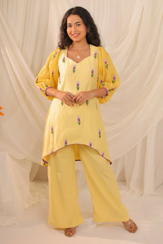 Yellow MulChanderi Co-ord Set