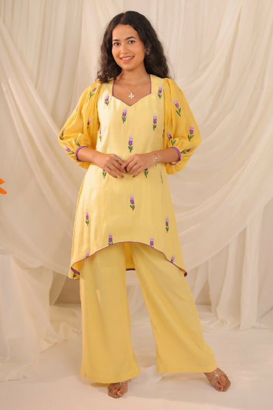Yellow MulChanderi Co-ord Set