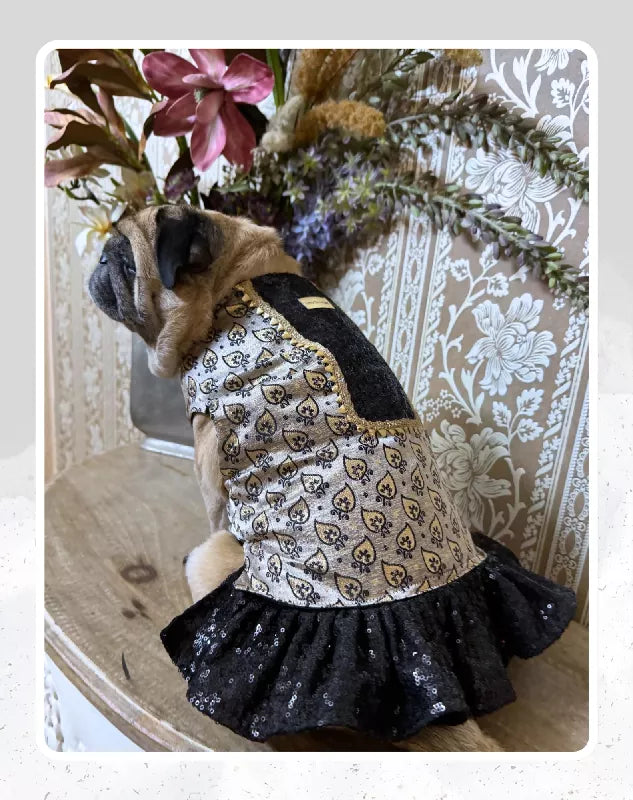 Grey and Black Lehenga for Dogs & Cats | Dog Lehenga | Pet Lehenga Choli | Indian Dress for Dogs, Cats & Pets | Traditional Wedding & Festival Outfit