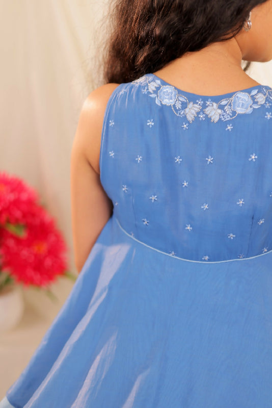 Blue Layered Peplum Set