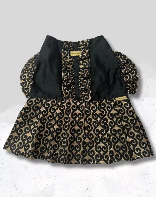 Elegant Black & Gold Suit/Lehenga Choli for Pets for All Special Occasions and Weddings
