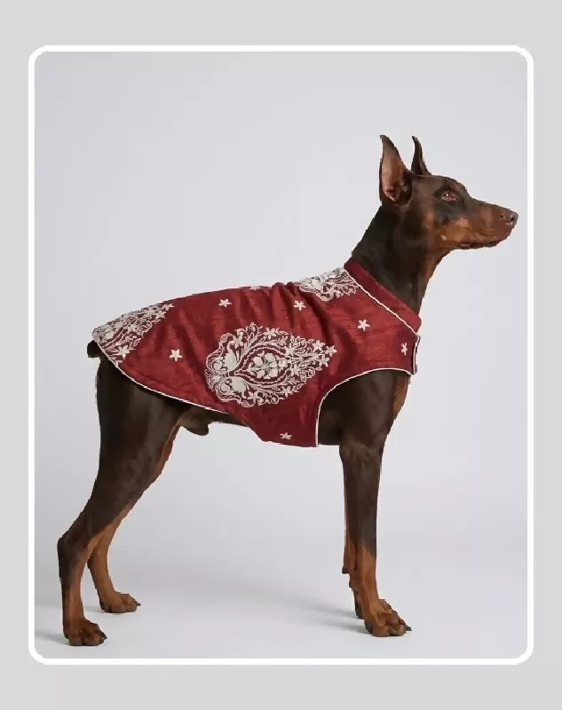 Maroon Sherwani for Dogs & Cats | Dog Kurta Set | Indian Wedding Dress for Dogs, Puppies & Cats | Ethnic Pet Outfit for Festivals, Weddings, Diwali, Navratri, Engagement & Traditional Wear