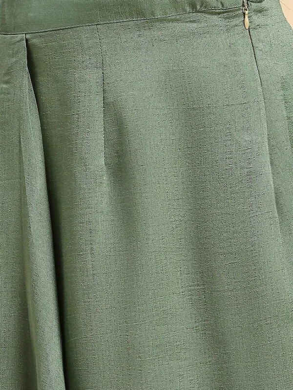 Green indo western top with jacket and dhoti skirt