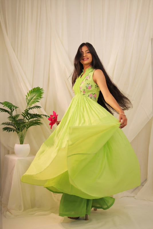 Lime Green Anarkali Set