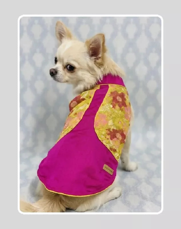 Pink Floral Sherwani for Dogs & Cats | Dog Kurta Set | Indian Wedding Dress for Dogs, Puppies & Cats | Ethnic Pet Outfit for Festivals, Weddings, Diwali, Navratri, Engagement & Traditional Wear