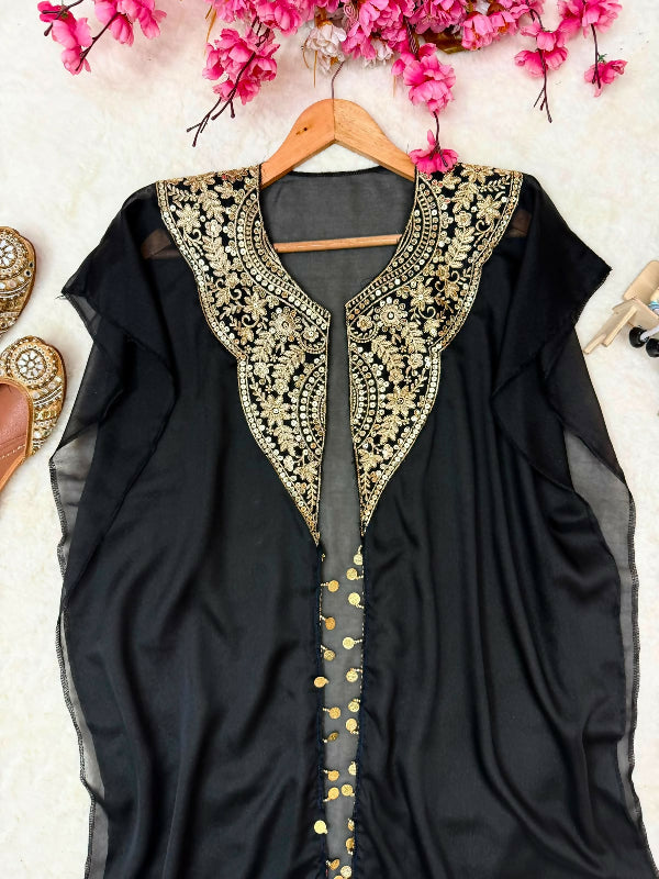 Black indo western crop top with palazzo and jacket 3pc set