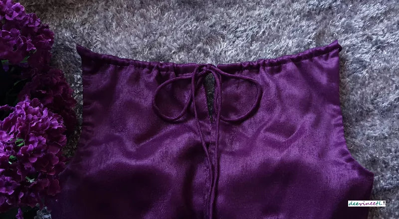 Purple Velvet Crepe Saree Lehenga Blouse Sleeveless Boatneck