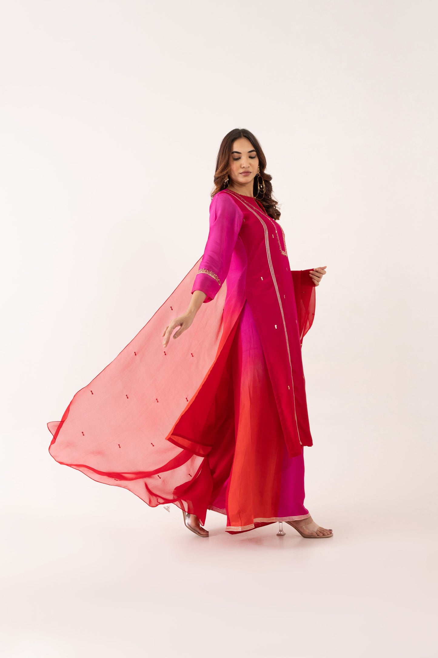 PRANALI MISTRY MEHTA IN ORGANZA SILK FESTIVE KURTA SET
