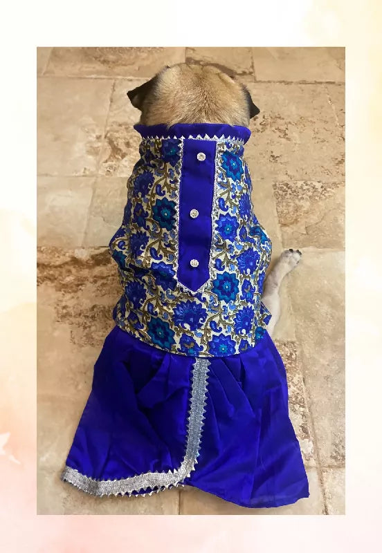 Classy Blue Dhoti Kurta for Dogs & Cats | Dog Dhoti Kurta | Pet Dhoti Kurta | Indian Ethnic Dress for Dogs, Cats & Pets | Traditional Festival & Wedding Outfit