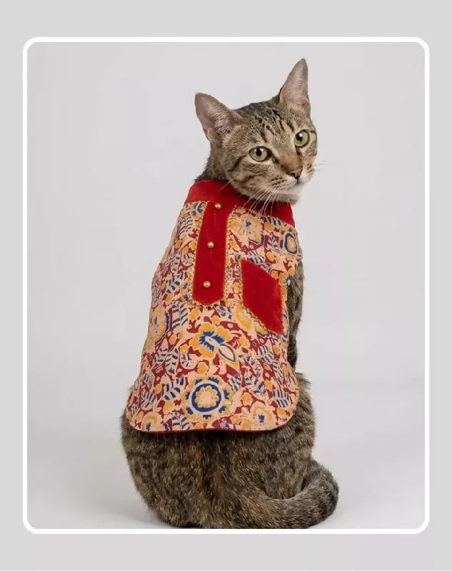 Maroon Floral Sherwani for Dogs & Cats | Dog Kurta Set | Indian Wedding Dress for Dogs, Puppies & Cats | Ethnic Pet Outfit for Festivals, Weddings, Diwali, Navratri, Engagement & Traditional Wear