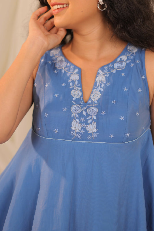 Blue Layered Peplum Set