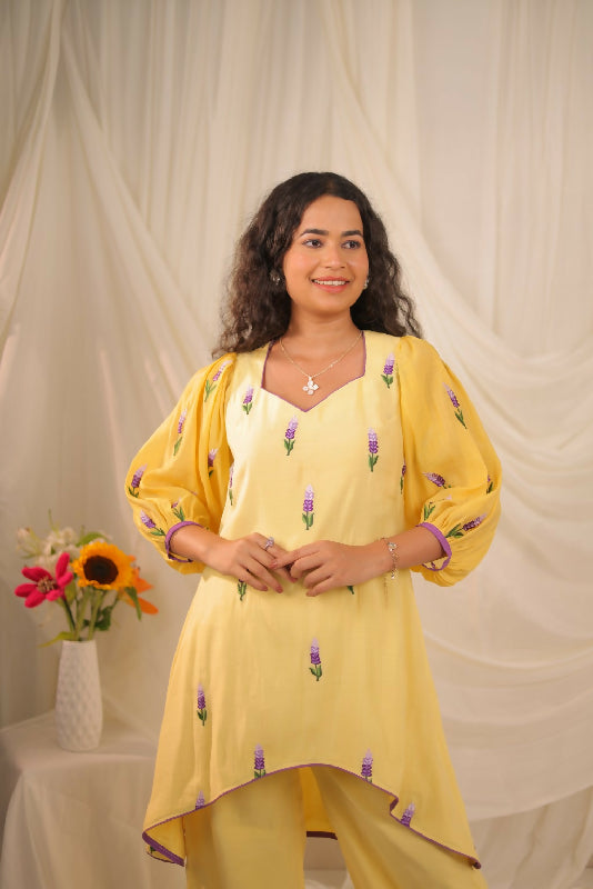 Yellow MulChanderi Co-ord Set