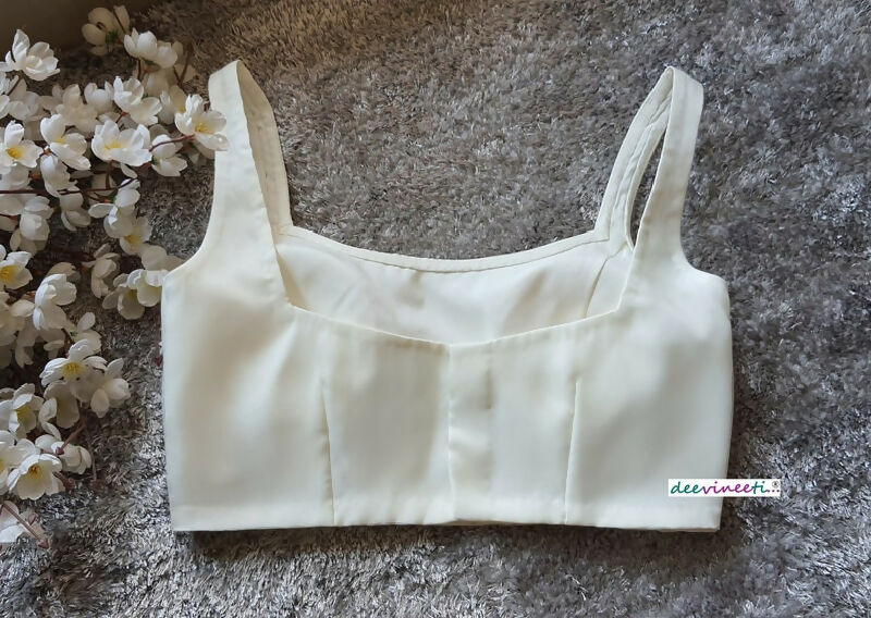 Off-White Tissue Sleeveless Square Neck Blouse