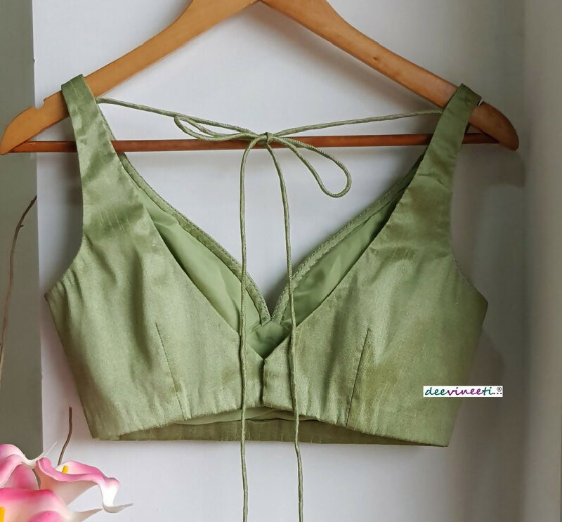 Blended Raw Silk Deep Sweetheart Neck Blouse