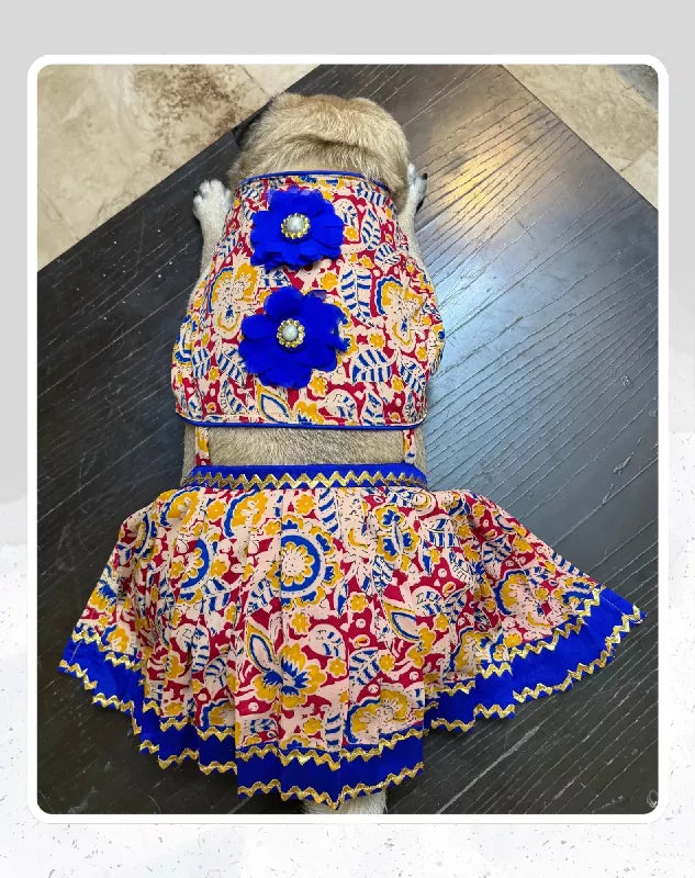 Elegant Printed Red Lehenga Choli for Dogs & Cats | Dog Lehenga | Pet Lehenga Choli | Indian Dress for Dogs, Cats & Pets | Traditional Wedding & Festival Outfit