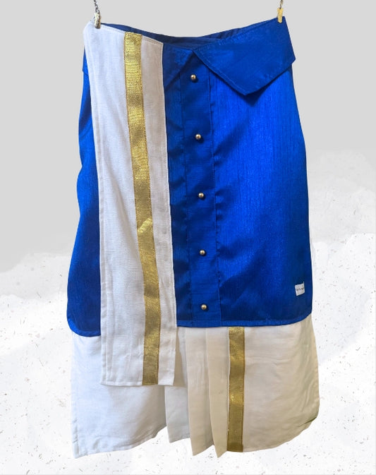 Blue Dog Veshti Kurta | Pet Veshti Kurta | South Indian Dress for Dogs, Cats & Pets | Traditional Ethnic Wear